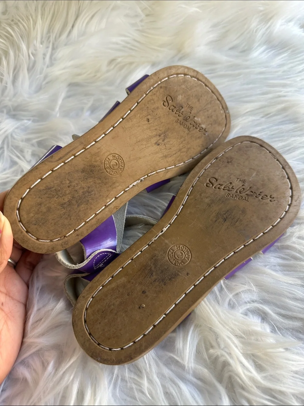 Salt Water Purple Leather Sandals